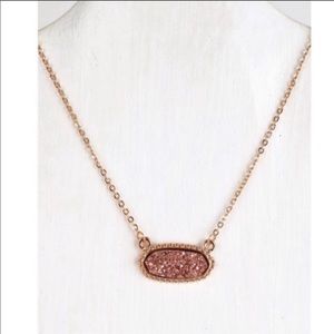 Druzy stone necklace rose gold